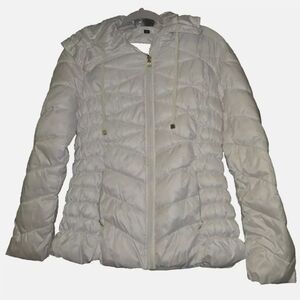 Womens White Guess Puffer Jacket Size L Good Condition